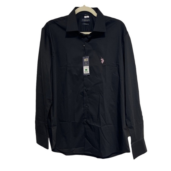 U.S. Polo Assn. Other - ⭐️ NWT- Polo Assassin black long-sleeve slim-fit stretch button-down shirt- LRG